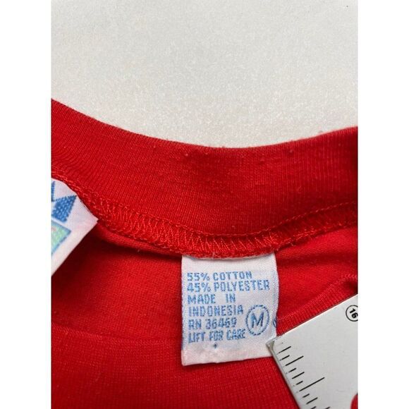 VINTAGE Palm Grove Blank Pocket T-shirt Women Medium Red 80s 90s Single Stitch - Picture 9 of 10